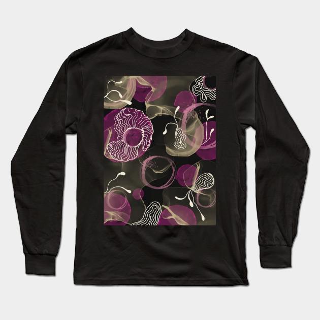 Alcohol Ink Abstract Long Sleeve T-Shirt by Minxylynx4